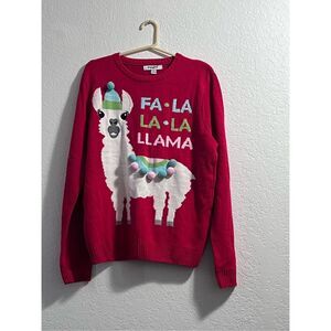 Fa-La-La-La-Llama Imagin8 Funny Ugly Christmas Sweater Womens L
